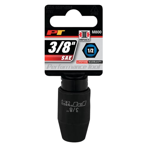 Image of Performance Tool M800 1 /2 Drive 3 /8 6-Point Impact Socket - Heavy Duty Socket for Tough Jobs and High Torque Applications