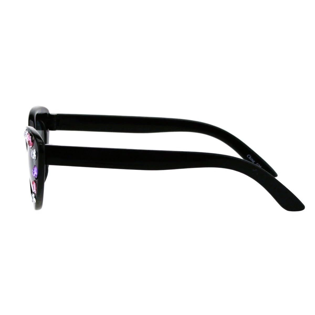 Kids Cat Eye Sunglasses with Crystal Embellishments, UV400 Protection, Ages 3-10 (Black) 2
