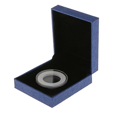 P Prettyia Coin Medal Presentation Display Box with Single Round Plastic Clear Coins Capsule For 38MM Diameter Coins, Great Gift Box For Collector Cover