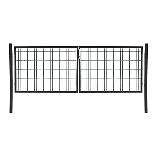 Doppelflügeltor Flügeltor Einfahrtstor Gartentpforte Doppeltor Hoftor Gartentor, Farbe:Anthrazit, Gartenpforte Breite:3x1m