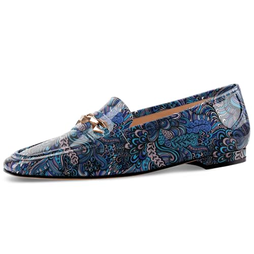 Image of Oh Mispares Womens Loafers Square Toe Low Heel Penny Loafers Fashion Comfortable Slip on Flats Casual Dressy Shoes for Women Work Office Patent Leather