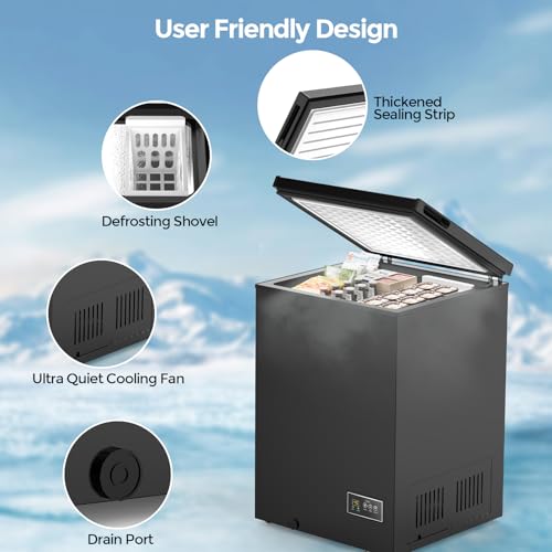 COWSAR 3.5 Cu.Ft Chest Freezer, 14℉ to -40℉ Ultra-Low Temperature Deep Freezer with 2 Removable Stainless Steel Baskets, Electronic Control, 7 Level Adjustable Thermostat