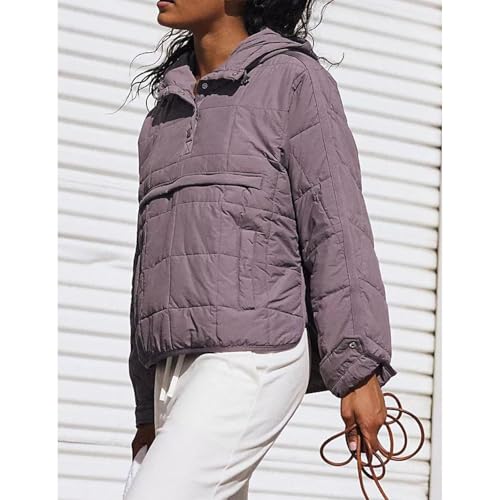 Pullover Puffer Jacket Womens, Quilted Jackets Winter Coats for Women, Quarter Button Casual Padded Coats4