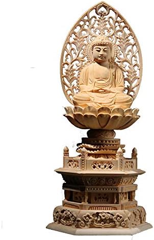 Statue and Figurines Cypress Wood Carving Buddha Statue Traditional Handmade Home Feng Shui Decoration Sculpture Process Buddha Shakyamuni Home Decor