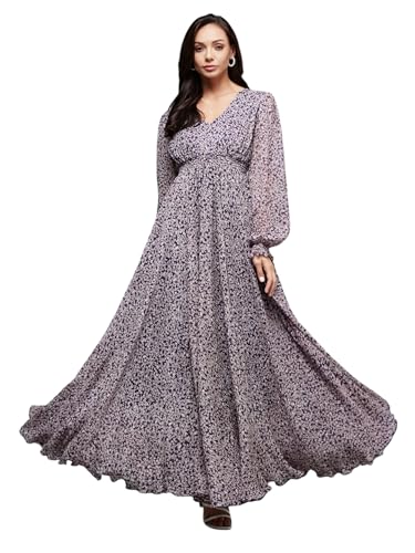 Miss Chase Women's Multicolored-Base-Brown Relaxed Fit Maxi Lurex...