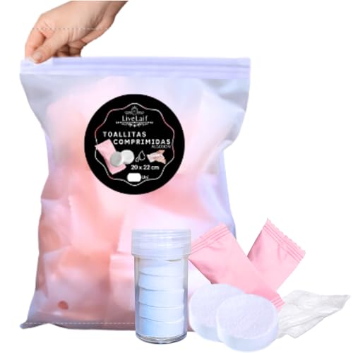 LiveLaif® - 80 Toallitas Comprimidas en pastillas + Dispensador | Toallas Comprimidas en pastillas | Toallitas Humedas | Toallitas Secas | Toalla facial | Toallitas Humedas Adultos (80)