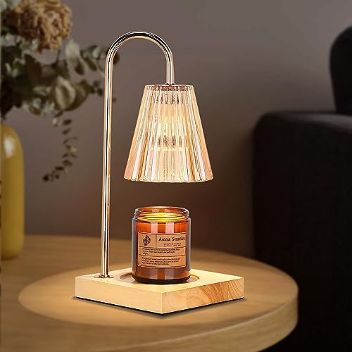Candle Warmer Lamp With Dimmer,Electric Candle Warmer With Timer,2H/4H/8H Dimmable Candle Lamp,Wax Melt Warmer For Scented Wax With 2 Bulbs,Home Decor And Gift For Mother(Amber) #TOP16