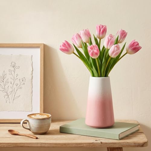 Jarrón de cerámica blanco de 4,5 x 14,3 cm minimalista para mesa de comedor 4