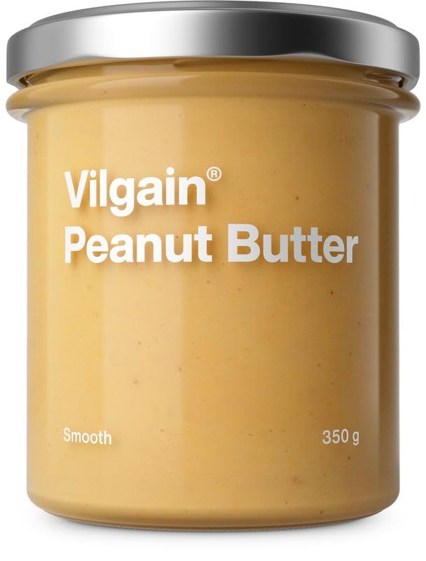 Vilgain Bio Erdnussbutter Cremig 350g, 100% Geröstete Erdnüsse, Ohne Zuckerzusatz & Palmöl, Vegan, Proteinreich, Glutenfrei, Peanut Butter Smooth, Natürlich