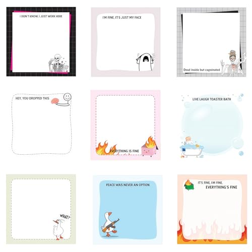 Image of 9-Pack Funny Sticky Notes 450 Sheets Dark Humor Notes Pads Meme Memo Notes School Supplies Office Products 7.5 × 7.5CM