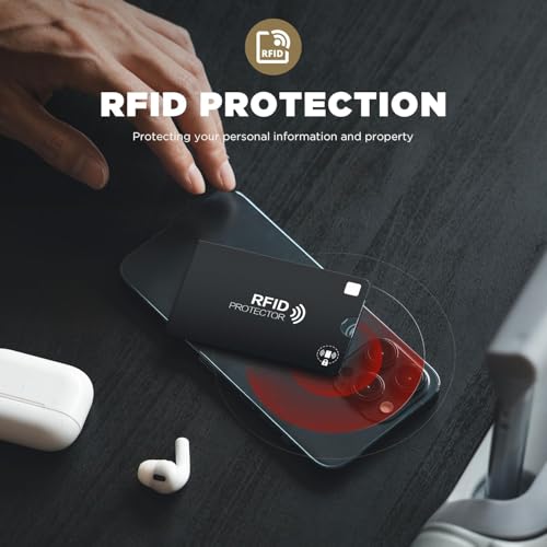 RFID Blocking Sleeves 12-Pack Credit Card Protector, Signal Vault Blocking Slim Card pouch, Anti-Skimmer Protective Card Holder Safe Shield Protection Wallet Purse2