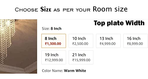 8 Inch K9 Crystal Chandelier For Living Room Ceiling Light (8 Inch, Warm White)(Ac)