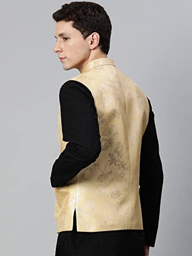 Image of MANQ Men Woven Jaquard Silk Nehru Jacket