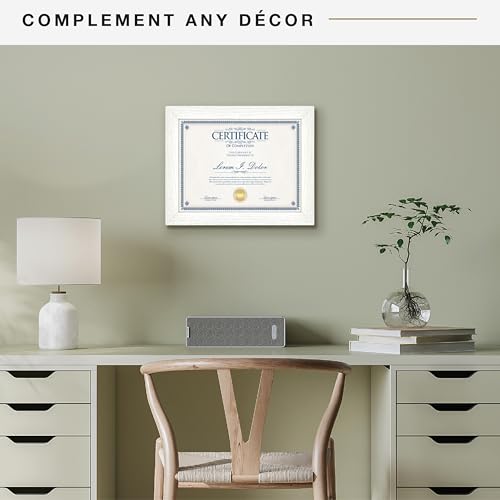 MCS Studio Gallery 8.5x11 Picture Frame White Woodgrain, Rectangle Photo Frame for Photos, Posters & Art Prints & Easel for Tapletop Display (1-Pack)