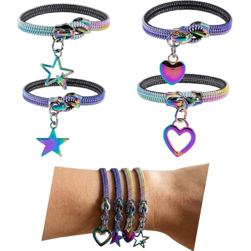 4 PCS Fidget Bracelet Zipper Bracelet for ADHD & Autism Sensory Tool