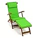Divero Liegestuhl eleganter Deckchair Florentine Steamer Chair Teakholz Liegenauflage mit Kopfteil hellgrün mit 4 Segmenten wasserabweisend Bezug abnehmbar mit Reißverschluss