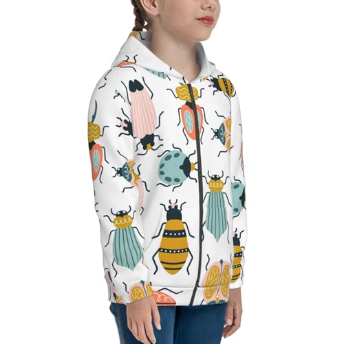 Colorful Insects Kid Hoodies Boys Zip Up Sweatshirts Girls Pullover with Pocket4