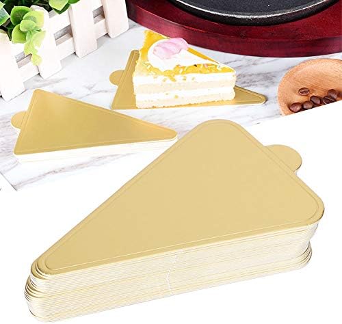 300Pcs Mini Cardboard Cake Bases, Golden Mousse Cake Boards Cake Paper Plates Dessert Board Triangular Cupcake Dessert Displays Tray for Wedding Birthday Party