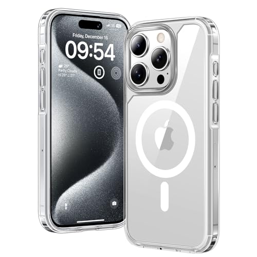 TAURI for iPhone 15 Pro Max Case 6.7", Compatible with MagSafe, Military-Grade Protection, [Anti-Yellowing] Shockproof Transparent Back Magnetic Phone Cover - Clear