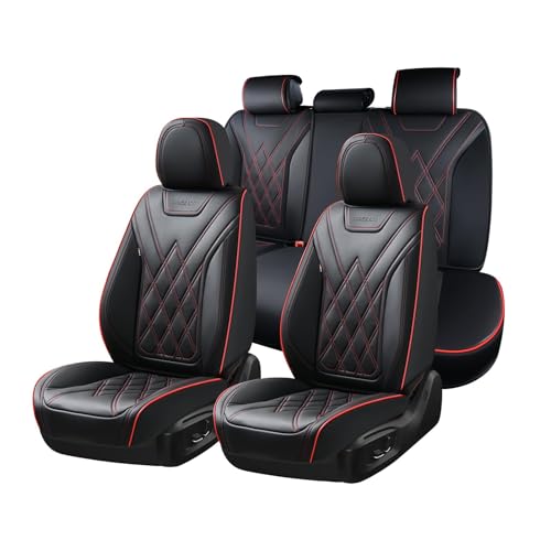 Coverado Car Seat Covers Full Set, Seat Covers for Cars, Front Seat Covers and Back Seat Cover Waterproof Leather Automotive Seat Cover, Universal Car Interior Protectors Cushion for Most Cars