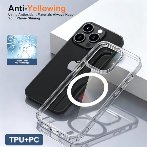 Image of FanTEK Phone Case Compatible with iPhone 15 Pro Max 6.7 Inch, Magnetic Case Clear Protective Bumper Hard Back Cover