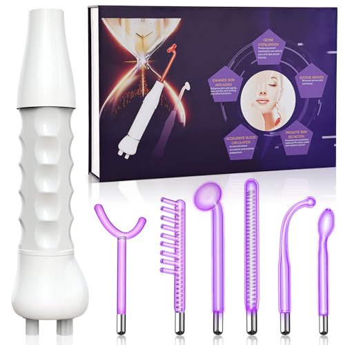 Haute Frequence Visage Violet, iklestar Appareil Haute Fréquence Cheveux avec 6 tubes d'argon, Machine de beauté pour les soins de la peau