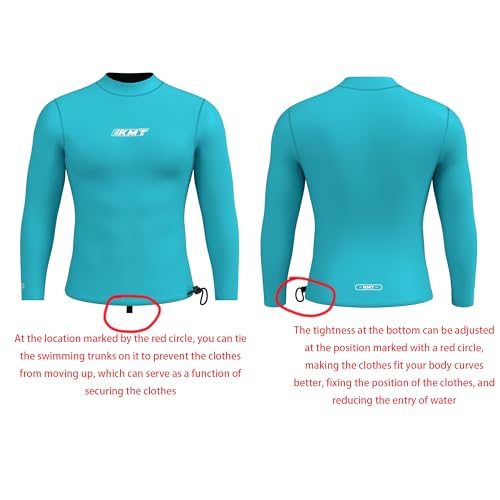 KMT Men Wetsuit Top, Long Sleeve Wet Suit 2mm Neoprene Shirt Keep Warm in Cold Water Swimming Scuba Surfing Diving Shirts Zipperless Blue M - Thumbnail 4