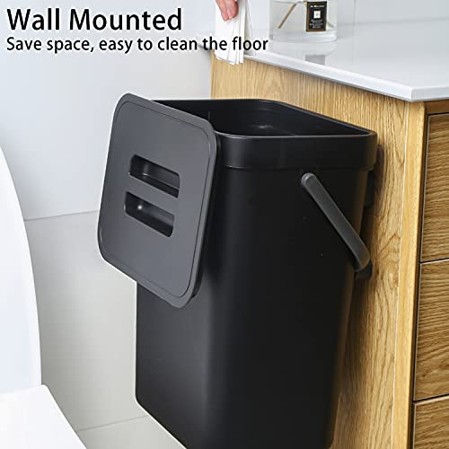 Stonespace Under Sink Trash Can，Kitchen Compost Bin, Diaper Pail, 3.2 Gallon/12L Hanging Garbage Can For Baby Crib/Bathroom/Cupboard, Plastic Food Waste Bin,1 Pack Black #TOP2
