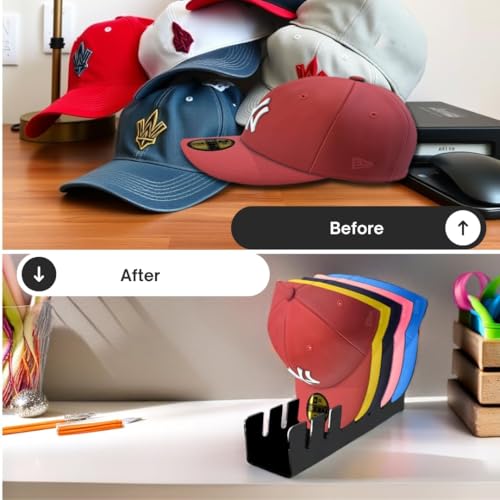 nipalensis Hat Organizer for Baseball Caps - 2 Pack Black Cap Rack for Closet, Hat Holder for Baseball Hats, Ball Cap Storage Organizer, Best Gift for Men and Women Not Fit for Wall or Door — view 4