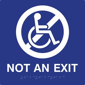 STOPSignsAndMore - ADA Not An Exit Sign with Non Accessible Symbol and Grade 2 Braille - 8x8 | 1/32