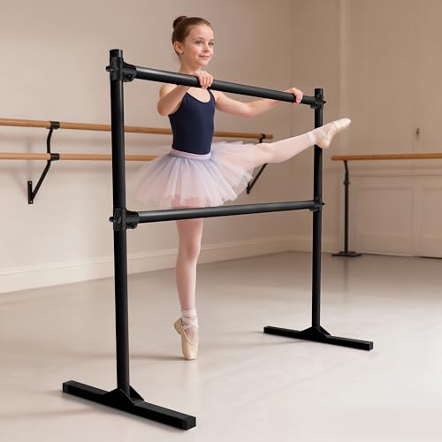 JDGG 4FT Height Adjustable Ballet Barre, Freestanding Ballet Bar, Heavy Duty Dance Bar Support, Sturdy Construction, Anti-Slip for Kids Adult, Home and Gym use (Black)
