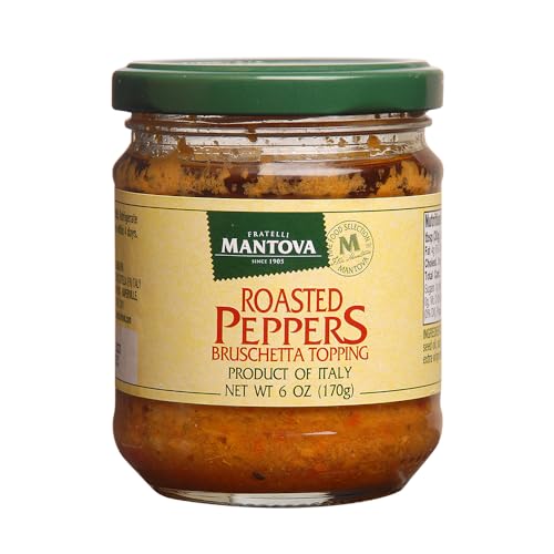 Mantova Roasted Peppers Bruschetta Topping 6 Oz, (Pack of 6)