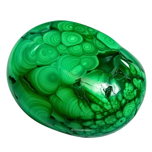 Image of Crystal Heaven Malachite Crystal Palm Pebbles Stones For Anxiety Stress Relief Massage-Aaa Grade Original Healing Gemstone Agate Palm Stone For Yoga Meditation Spiritual Reiki Feng Shui
