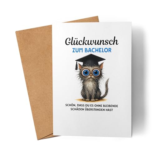 Lilavie-Design Glückwunsch zum Bachelor Katze Karte Grußkarte Geschenk Abschluss Studium Bachelor lustig Spruch frech witzig Humor Lilavie-Design Glückwunsch zum Bachelor Katze Karte Grußkarte Geschenk Abschluss Studium Bachelor lustig Spruch frech witzig Humor