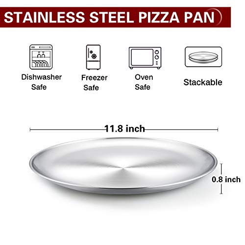 Teamfar Pizza Pan, 12 Inch Pizza Pan Set Stainless Steel Round Pizza Oven Pans Tray For Baking Serving, Healthy & Heavy Duty, Dishwasher Safe & Easy Clean - Set Of 2 #TOP1