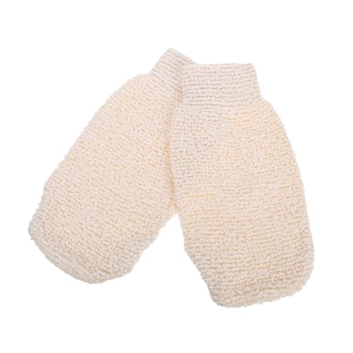 WOONEKY 2 piezas Guantes Exfoliantes de de Bambú Manoplas para Masaje Corporal y Ducha Toalla de Baño Reutilizable para Eliminación de Muerta y Limpieza Profunda Suaves y Duraderas