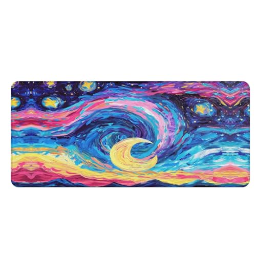 UOQFHHM Large Mouse Pad for Women Rubber Gorgeous Starry Night Desk Mat for Desktop Stitched Edges...
