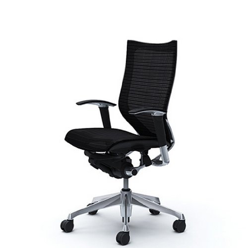 バロン (Baron) チェア 【ハイバック】 ポリッシュフレーム 可動肘 座メッシュ ブラック CP85AR FDH1