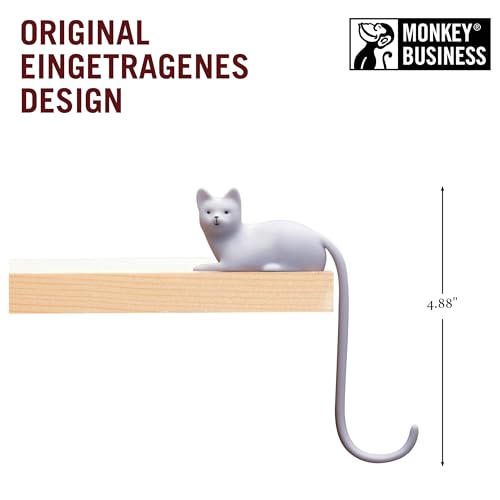 Monkey Business Ginger The Cat Tail Haken für Computerbildschirm, enge Räume, hängende Schlüssel, Zubehör in Reichweite (weiß)