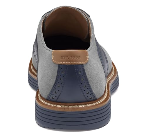 Johnston & Murphy Men's Hodges Saddle Lace-Up Oxford, Gray Suede/Navy Full Grain, 10 M3