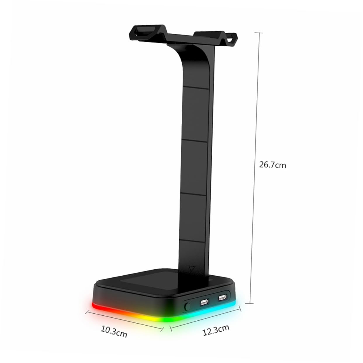Hemobllo Headset Tischständer mit RGB Beleuchtung und Dual USB Hub, Schwarz