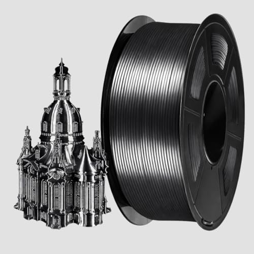 Image of FiLAMONT Shiny Silk PLA 1.75mm Filament - High-Gloss Silk-Like Finish, Low Shrinkage, Universal FDM 3D Printer Compatibility, 1kg (Silk Black)