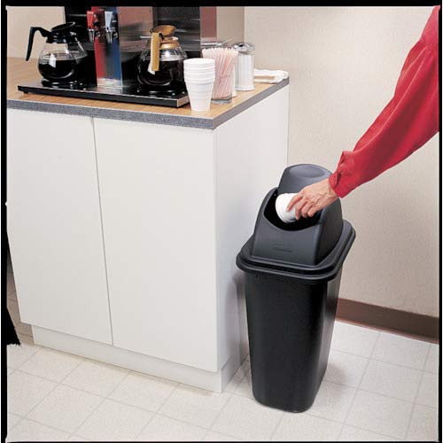 Rubbermaid Commercial Products Swing Top Wastebasket Lid, Compatible with 28QT/7G RCP Wastebaskets, Black, Lid Only - Thumbnail 4