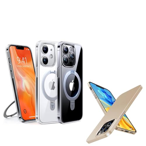 TORRAS Magsafe iPhone 12 Case & iPhone 12 Pro Clear Case with Stand and Slim Fit Super Thin Lightweight Hard PC Case