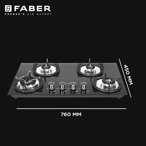Image of Faber Hob 76 cm 4 Burner|Auto-Ignition|Spillage Proof|Brass Burners|Metal Knobs|Pan Support|2yrs on Burner,5 Yrs Warranty on Valve & Glass|2Yrs Comprehensive warranty|HOB SUPERIA HT764 BR AI IN