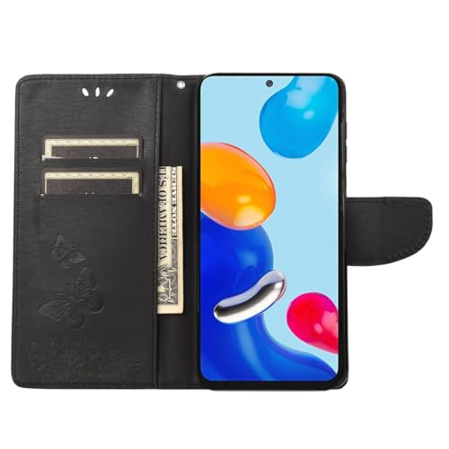 Étui à rabat noir avec support vidéo pour Xiaomi Redmi Note 11S et Note 11