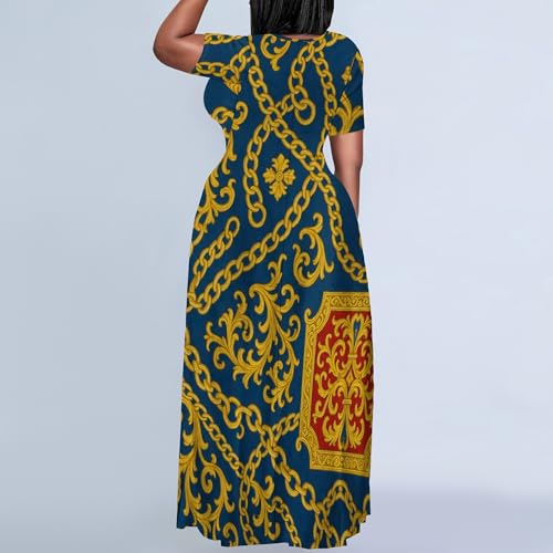 Image of PinkPatty Plus Size Maxi Dress for Women Summer Casual Short Sleeve Tshirt Dresses with Pockets (XL-6XL)