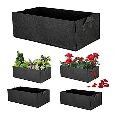 5Pack Rectangular Garden Grow Pots Felt Plants Bags Planting Container Fabric Pots with Handles Outdoor Indoor Garden Growing Pot for Flowers Vegetables Tomatoes Potatoes (60 * 30 * 20cm) Cover