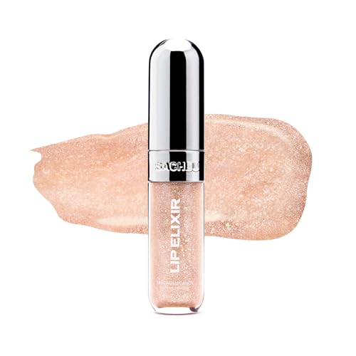 Sacheu Lip Elixir Nourishing and Hydrating Lipgloss — Moisturizing Plumping Lip Gloss Enriched with Collagen, Non-Sticky Lip Color Smooth High-Shine Finish, Vegan & Cruelty-Free, Tanghulu Candy