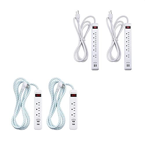 Cable Matters 2-Pack 6 Outlet Surge Protector Power Strip With Usb Charging Ports, 300 Joules With 8 Foot Power Cord In White & 2-Pack 3 Outlet Surge Protector Power Strip #TOP14